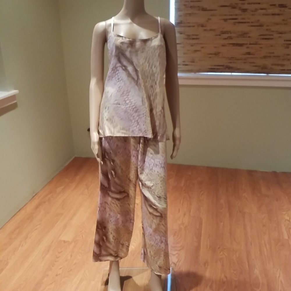 Natori Three Piece Set Kimono Camisole & Pants Size L